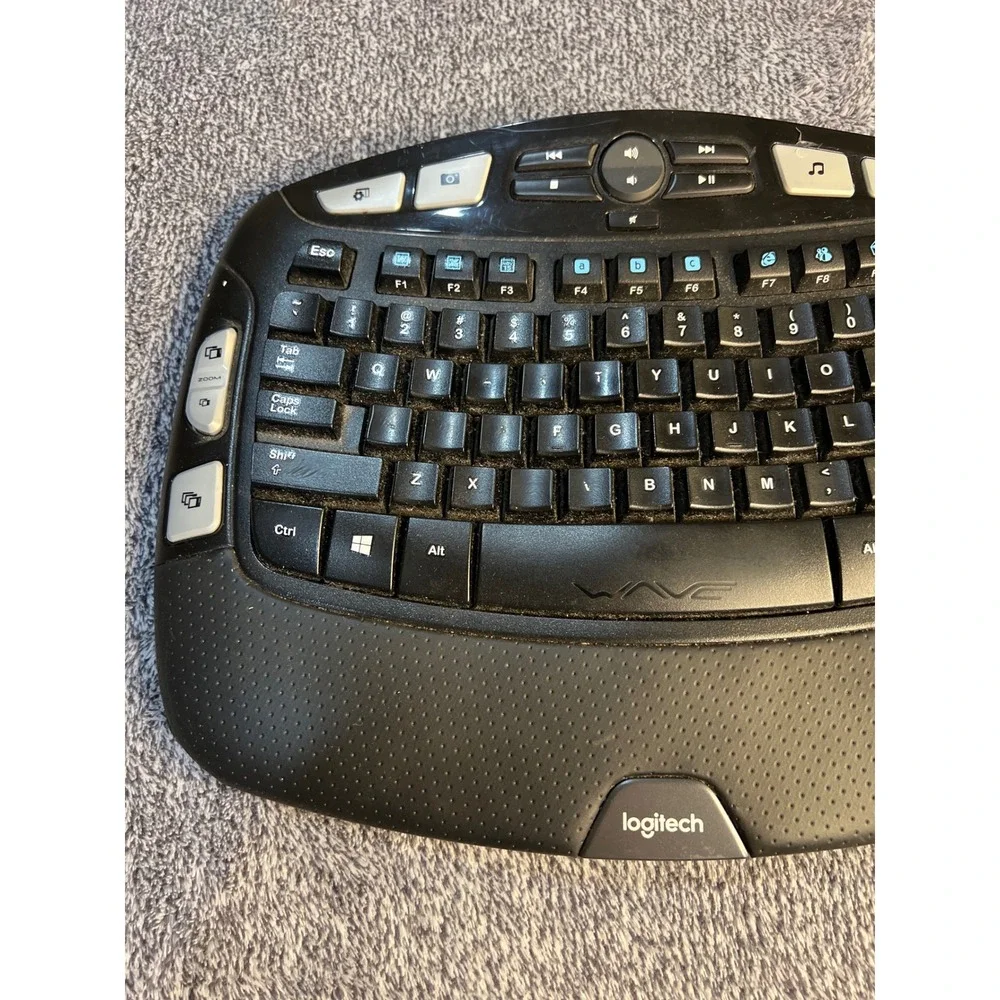 Logitech K350 Wireless Wave Keyboard Ergonomic Black Y-R0053 820-002546-No USB.